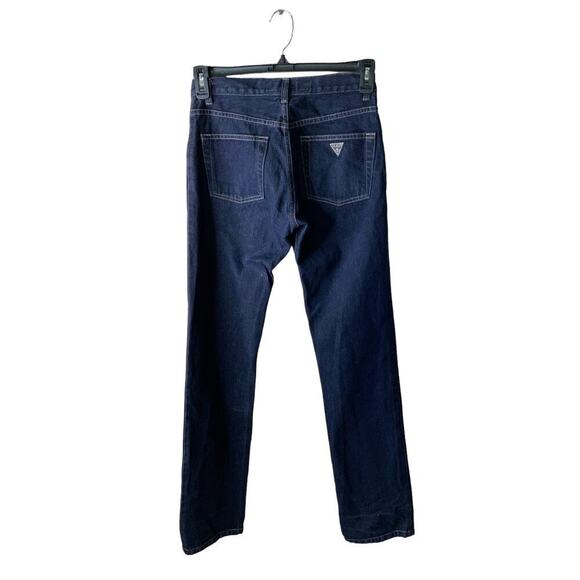 Vintage Guess Denim Jeans Womens Size 27 Boot Leg Low Waist Dark Wash Blue - Picture 2 of 10